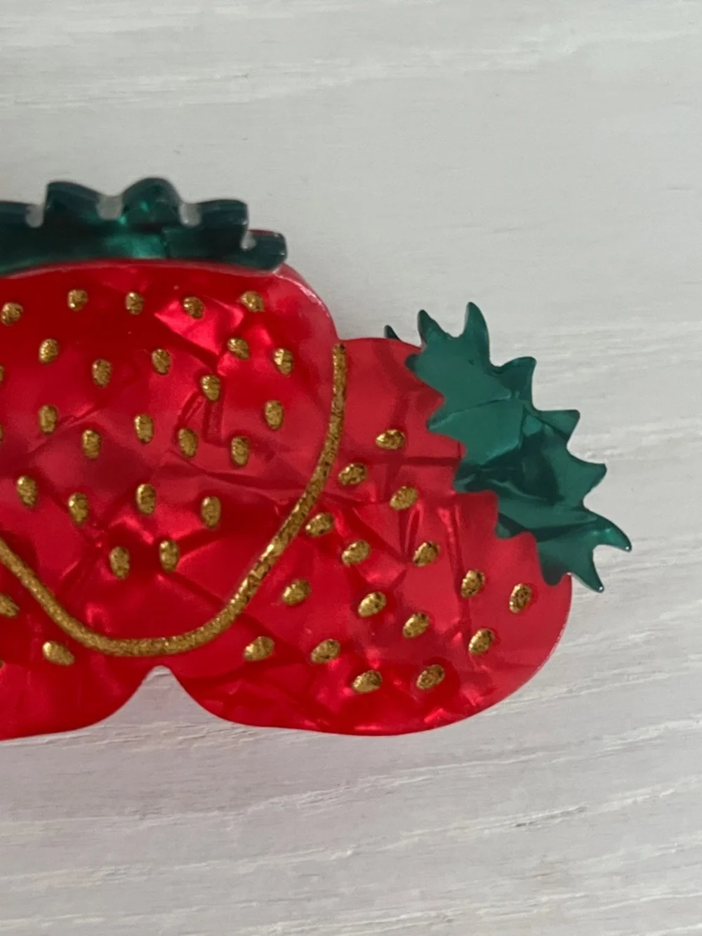 Strawberry Trio Resin Hair Clip - Red & Green